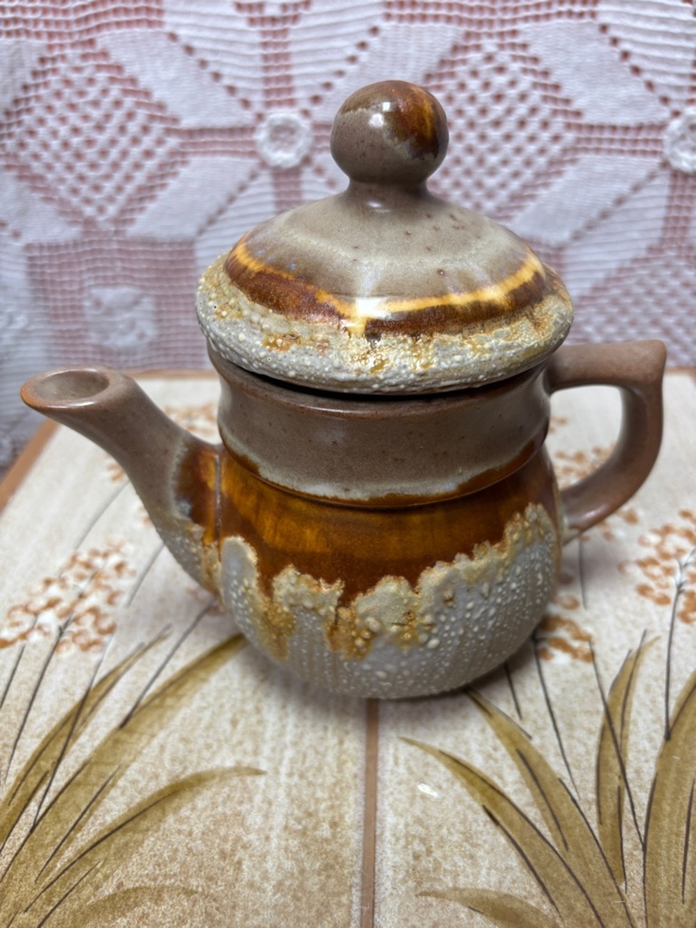 Vintage Stoneware Teapot | Tundra Canada Drip Glaze